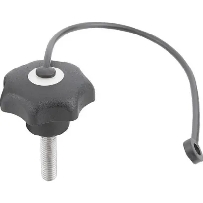 Kipp Sterngriff D1=40 M8x20 mit S.Band Form LS, Deckel lichtgrau, Edelstahl