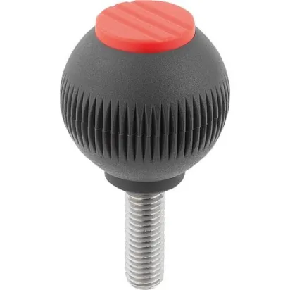 Kipp Novo.Grip Griffkugel Gr. 3 Edelstahl D=40, M10x40, Deckel verkehrsrot
