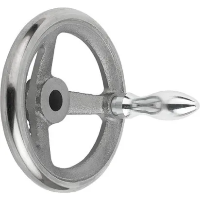 Kipp Handrad DIN950, GG drehbarer Griff ohne Nut, D1=125, D2=14