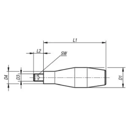 Norelem Fester Ballengriff, gerade Form, D1=20, l1=66