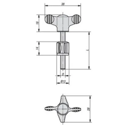 Kipp Flügelschraube mit Kontergriff M6x30