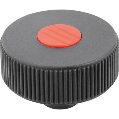 Kipp Novo.Grip Rändelrad Gr. 1 Form K D=40 M6, Deckel verkehrsrot Edelstahl