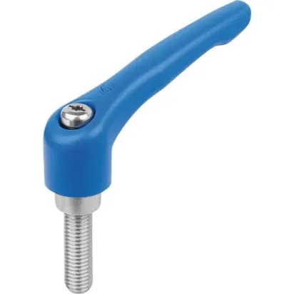 KIPP KLEMMHEBEL GR. 2 M10, ZINK BLAU RAL5017 STRUKTURMATT, KOMP: EDELSTAHL