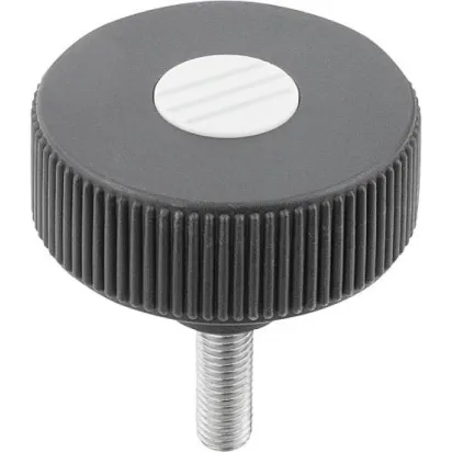 Kipp Novo.Grip Rändelrad Gr. 2 Form L D=50 M8x60, Deckel lichtgrau Edelstahl