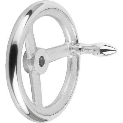 Kipp Handrad DIN950, Alu drehbarer Griff ohne Nut, D1=315, D2=30