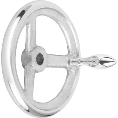 Kipp Handrad DIN950, Alu feststehender Griff ohne Nut, D1=315, D2=30