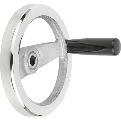 Kipp 2-Speichenhandrad Alu drehbarer Griff mit Nut, D1=160, D2=14