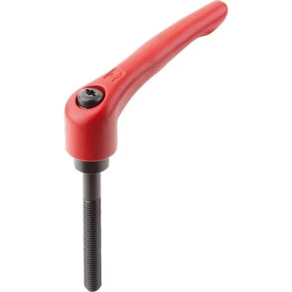 KIPP KLEMMHEBEL GR. 3 M10X60, STAHL ROT RAL3003 SEIDENMATT, KOMP: STAHL BRÜNIERT