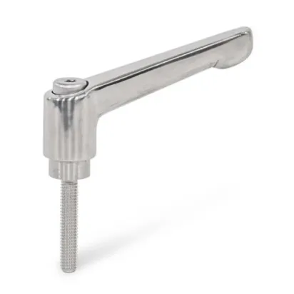 Ganter Verstellbare Edelstahl-Klemmhebel GN300.6-78, mit Schraube, poliert, mit Innensechsrund