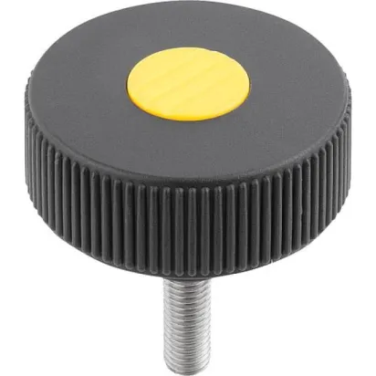 Kipp Novo.Grip Rändelrad Gr. 2 Form L D=50 M10x20, Deckel rapsgelb