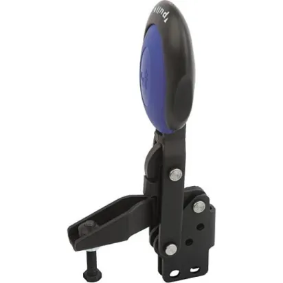 Kipp Schnellspanner vertikal M8 blau Fuss senkrecht, Sicherheitsverriegelung