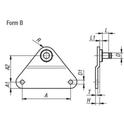 Norelem Seitenbeschlag, Form B Stahl D=8