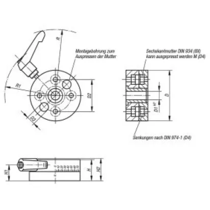 Norelem Drehscheibe H=25 Aluminium, Edelstahl D=80