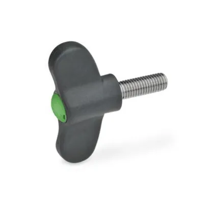 Ganter Flügelschrauben, Edelstahl GN633.1, grün, RAL 6017, matt