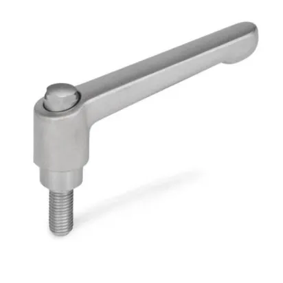 Ganter Verstellbare Edelstahl-Klemmhebel GN300.5-63, mit Schraube, matt gestrahlt, mit Außensechskant