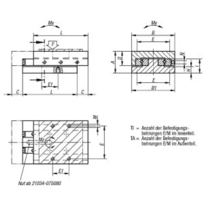 Norelem Präzisions-Schlittenführung rollengelagert, B=40 Grauguss, L=65, ROL