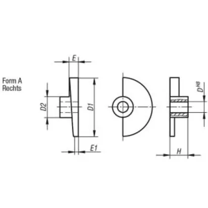 Norelem Türriegel rechts, Form A, D=16