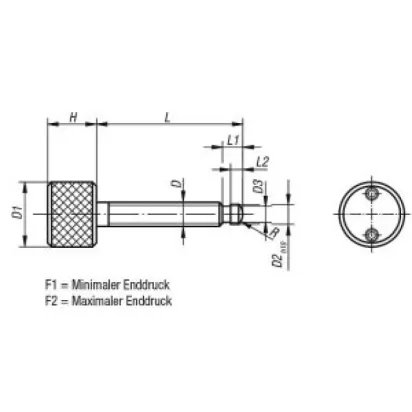 Norelem Drehmomentschraube, mit Kugeldruckzapfen M6x60