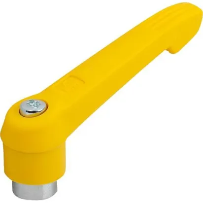 KIPP KLEMMHEBEL GR. 2 M06, KUNSTSTOFF GELB RAL1021, KOMP: STAHL BLAU-PASSIVIERT
