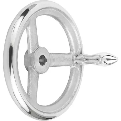Kipp Handrad DIN950, Alu drehbarer Griff mit Nut, D1=180, D2=16