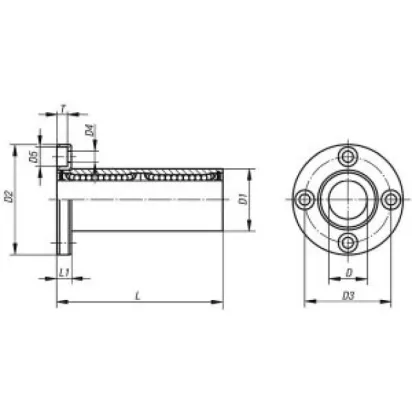 Norelem Linearkugellager D=30, mit Flansch, Doppellager