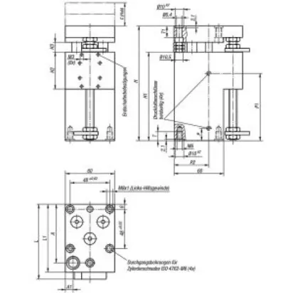 Norelem Hubeinheit pneumatisch Gr. 6, C=50, mit Rundführung
