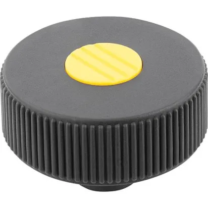 Kipp Novo.Grip Rändelrad Gr. 2 Form K D=50 M10, Deckel rapsgelb Edelstahl