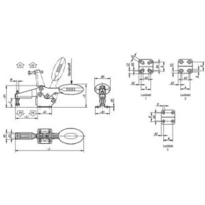 Norelem Schnellspanner horizontal M8 grün Fuss waagrecht, Edelstahl