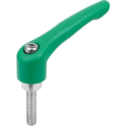 KIPP KLEMMHEBEL GR. 2 M06, ZINK GRÜN RAL6032 STRUKTURMATT, KOMP: STAHL