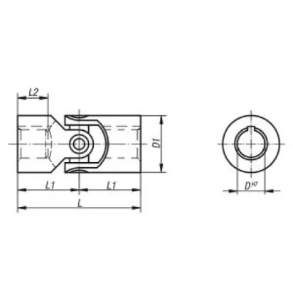 Norelem Wellengelenk einfach L=82 Stahl mit Nadellager, D=20