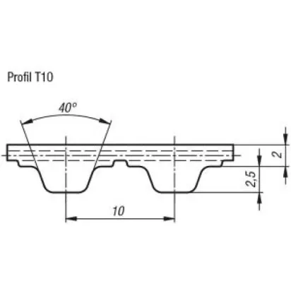 Norelem Zahnriemen Profil T10 L=3500 Polyurethan, B=16