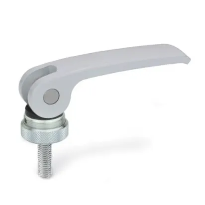 Ganter Exzenterspanner GN927-44, Kunststoff-Auflagescheibe mit Stellmutter, silber, RAL 9006