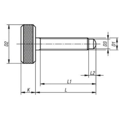 Norelem Rändelschraube M6x70 br