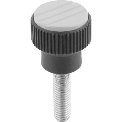Kipp Novo.Grip Rändelknopf Gr. 2 M8x20 Deckel lichtgrau Edelstahl