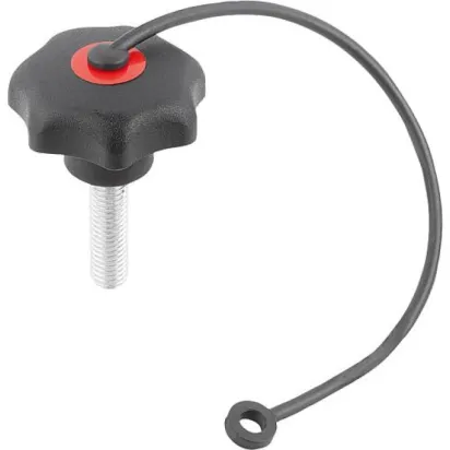 Kipp Sterngriff D1=50 M10x40 mit S.Band Form LS, Deckel verkehrsrot