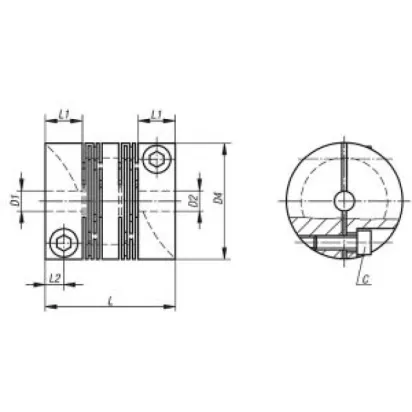 Norelem Federstegkupplung mit radialer Klemmnabe Gr. 50 L=65 Aluminium, D4=50