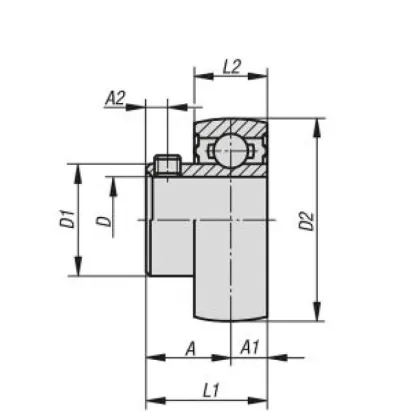 Norelem Spannlager, D=30 Kugellager, Stahl B, Komp: PTFE