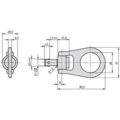 Norelem Kugeltragbolzen Edelstahl selbstsichernd, D1=16, L1=100