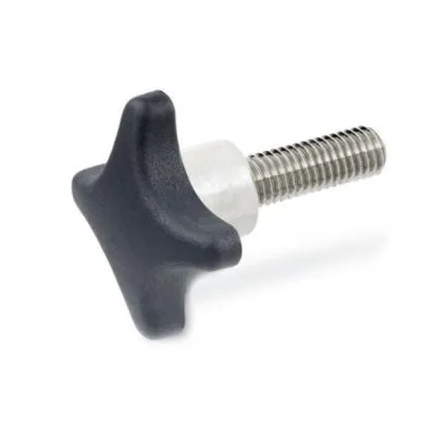 Ganter Kreuzgriffschrauben GN6335.5, Kunststoff, mit vorstehendem Edelstahl-Bund, Schraube Edelstahl