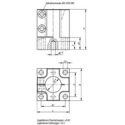 Norelem Sockel einfach Gr. 12, D=12 30x30x35 Aluminium