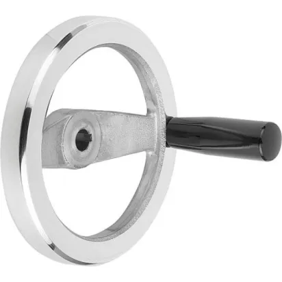 Kipp 2-Speichenhandrad Alu feststehender Griff mit Nut, D1=80, D2=10