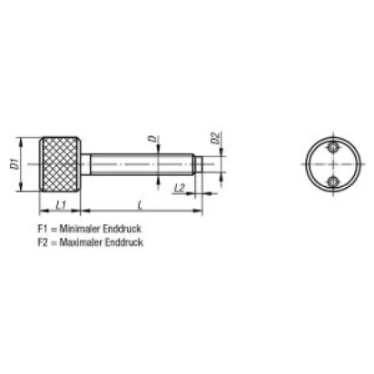 Norelem Drehmomentschraube mit Druckzapfen, D=M12, L=100