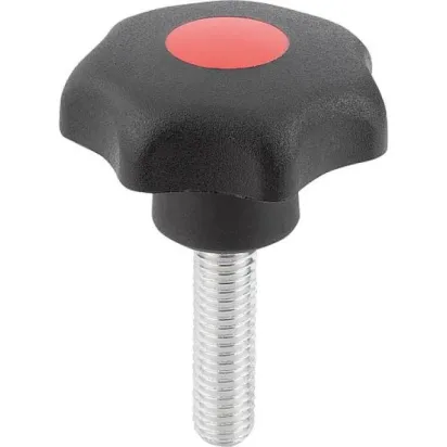 Kipp Sterngriff D1=32 M6x10 Form L, Deckel verkehrsrot