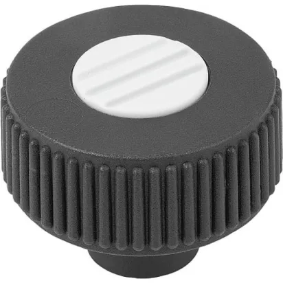 Kipp Novo.Grip Rändelrad Gr. 1 Form K D=40 M6, Deckel lichtgrau Edelstahl
