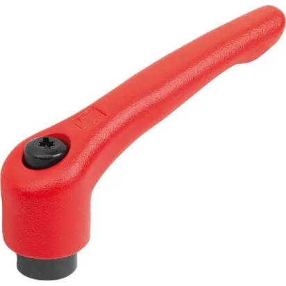 KIPP KLEMMHEBEL GR. 4 M12, STAHL ROT RAL3020 STRUKTURMATT, KOMP: STAHL BRÜNIERT
