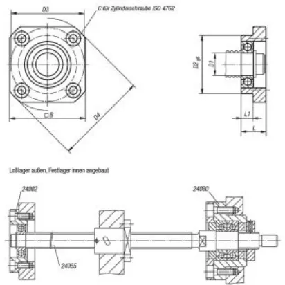 Norelem Loslagereinheit Gr. 10 Stahl, in Flanschausführung D1=8
