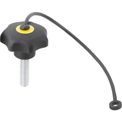 Kipp Sterngriff D1=25 M6x30 mit S.Band Form LS, Deckel rapsgelb