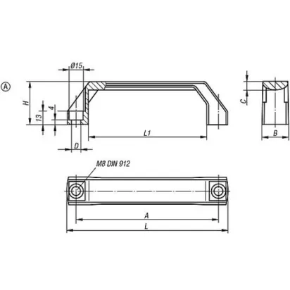 KIPP BÜGELGRIFF A=120 THERMOPLAST
