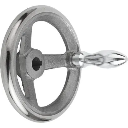 Kipp Handrad DIN950, GG drehbarer Griff mit Nut, D1=100, D2=12