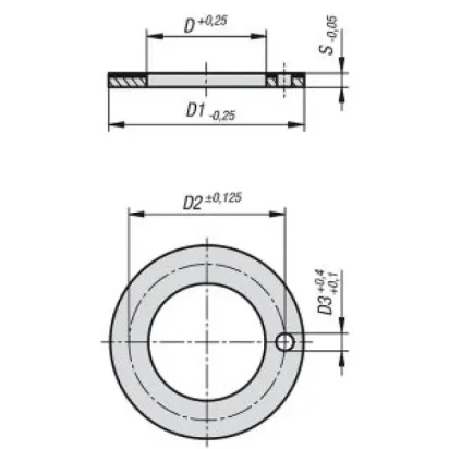 Norelem Anlaufscheibe, D=20 D1=36 Stahl Komp: PTFE, S=1,5